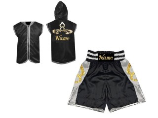 Boxing Set - Custom Boxing Hoodies and Boxing Shorts : KNCUSET-006-Black